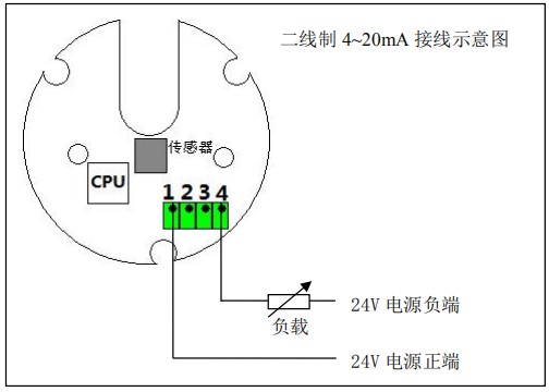不鏽鋼橢圓齒輪流量計二線製接線圖